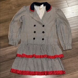 Diane Von Furstenberg Kids Vintage 80s Houndstooth Drop Waist Dress SZ 7